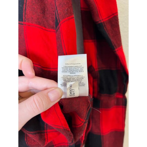 Express Red Black Buffalo Plaid Corset Style Flannel Top Womens XS Grunge Goth - Picture 6 of 8
